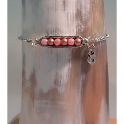 ballchain armbandje roze/ koper ballchain armbandje roze/ koper